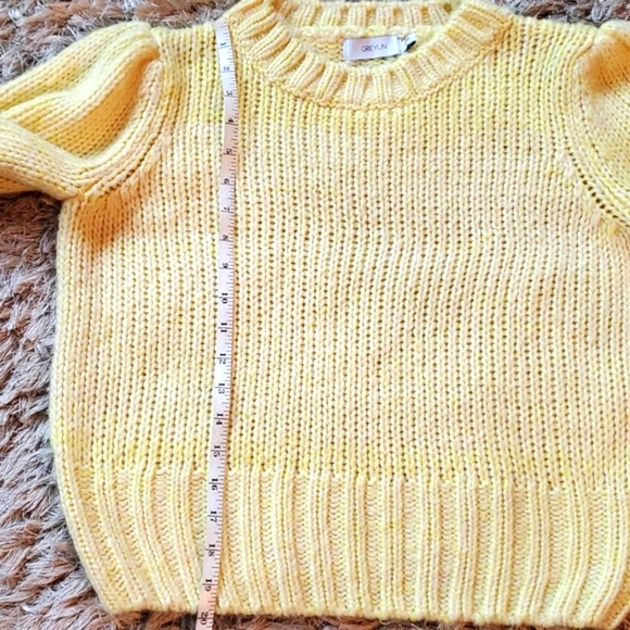 Greylin yellow knit sweater puffy sleeves - Picture 9 of 14